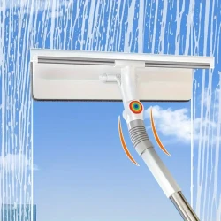 2-In-1 Extendable Window Squeegee and Scrubber - Dual-Sided Long-Handled Glass Wiper