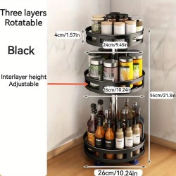 Multifunctional Rotating Storage Rack with Adjustable Height and Spray Paint Finish – Ideal for Kitchen, Bathroom, and Countertop Organization for Restaurants