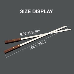 60cm Stainless Steel BBQ Skewers with Wooden Handle - 4-Piece Set