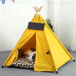 Pet Teepee Tent Dog Cat Bed Portable RWashable Dog Houses Indoor Puppy Beds With Cushion For Small Dogs Cats Rabbits