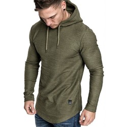 Men's Athletic Slim-Fit Hoodie: Casual Long-Sleeve Gym T-Shirt