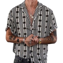 Men's Lapel Print Casual Shirt