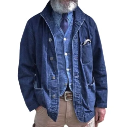 Men's Vintage Denim Multi-Pocket Thin Jacket 