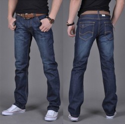 UrbanStride Straight-Cut Denim Trousers for Men