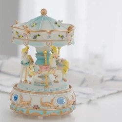 Melody Carousel: Illuminated 3-Horse LED Music Box