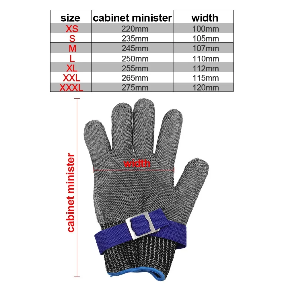 Cut Resistant Glove-Stainless Steel Wire Metal Mesh Butcher Safety Work Glove for Meat Cutting, Fishing,Cooking