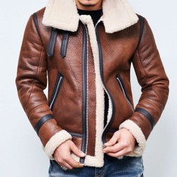 FrostGuard: High-Neck Fur-Lined Leather Jacket