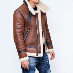 FrostGuard: High-Neck Fur-Lined Leather Jacket