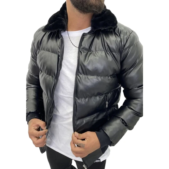 Men's Vintage Fur Collar Zipper Padded Jacket