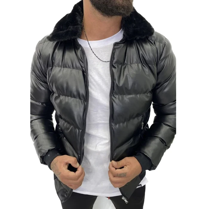 Men's Vintage Fur Collar Zipper Padded Jacket