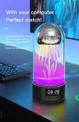 Creative 3in1 Colorful Jellyfish Lamp With And  Bluetooth Speaker Clock stereo Breathing Light