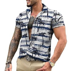 Vintage Men's Hawaiian Shirt: Classic Short Sleeve Lapel Design