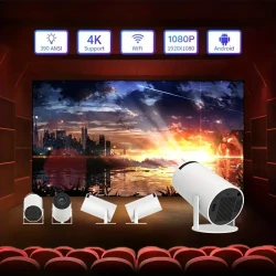 Portable 4K Android Projector - WIFI6, BT5.0, 720P Supports 1080P HD