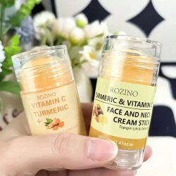 ROZINO Turmeric & Vitamin C 5-Piece Skincare Set - Eye Cream, Face & Neck Cream Stick, Hand & Foot Cream Stick, Essential Oil, and Face & Neck Cream Stick