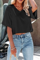 V-Neck Short Sleeve Midriff Tee