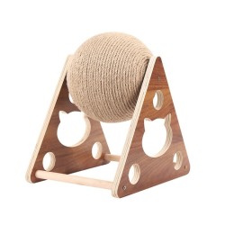 Solid Wood Natural Sisal Scratcher Ball Toy