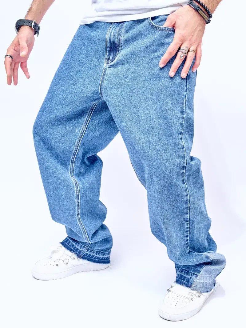 Men's Hip-Hop Style Wide-Leg Jeans - 2024 High Street Fashion