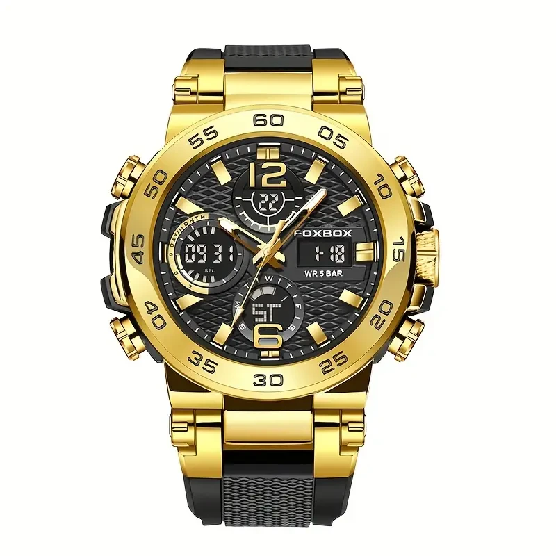 Men's Dual Display Waterproof Sports Watch with Quartz Movement