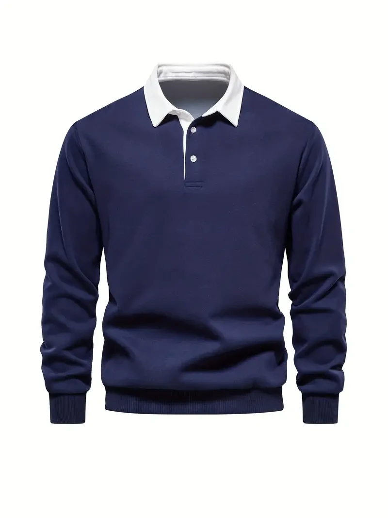 Men's Retro Color Block Cotton Blend Pullover