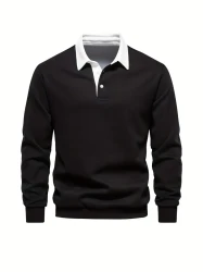 Men's Retro Color Block Cotton Blend Pullover