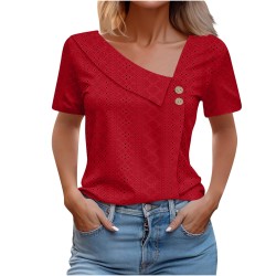 Women's V-neck Short Sleeved T-shirt For Summer