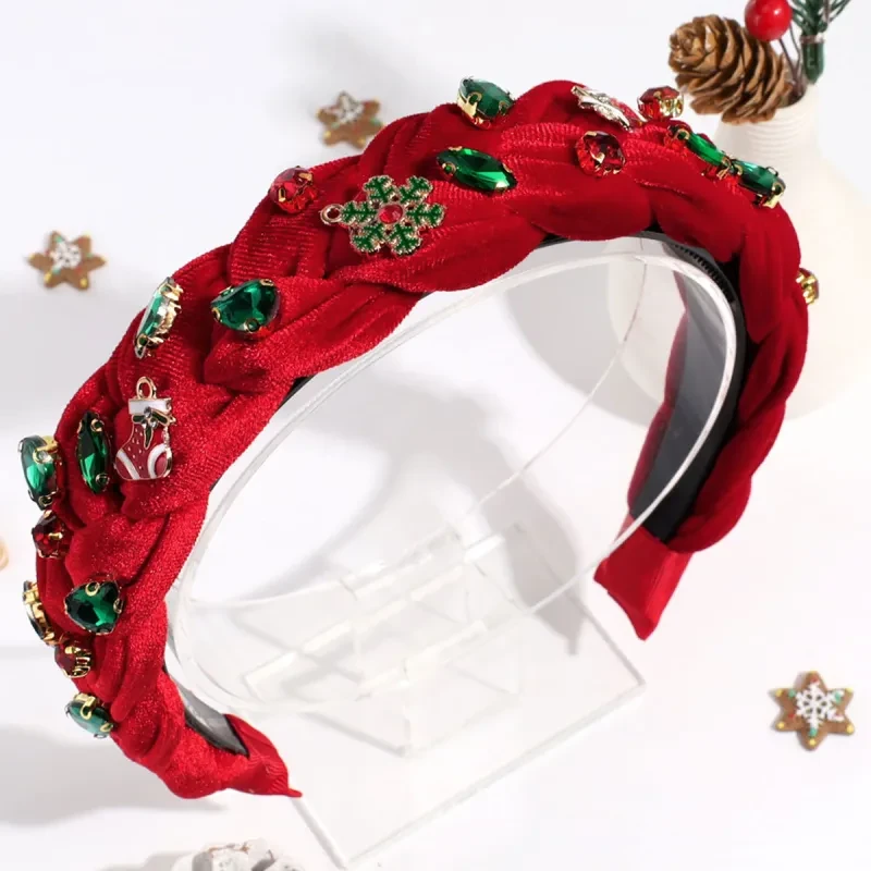 Snowflake Rhinestone Twist Braid Headband