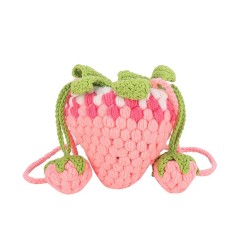 Strawberry Delight Gradient Wool Crochet Bag