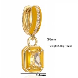 Sweet Colorful Drop Oil Copper Inlaid Color Diamond Cube Sugar Earrings