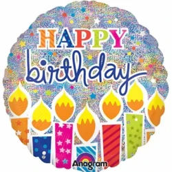 45cm Happy Birthday Shimmer Candles Holographic