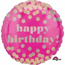 45cm happy birthday Dotty Gold Holographic