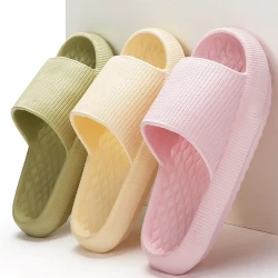 Summer EVA Slippers Solid Color Rhombus Stripe