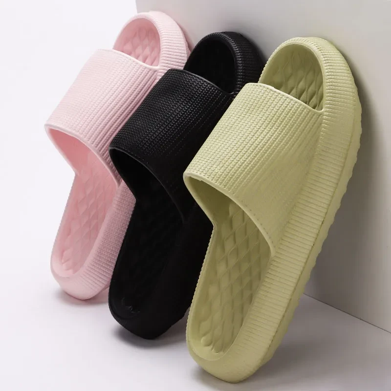 Summer EVA Slippers Solid Color Rhombus Stripe