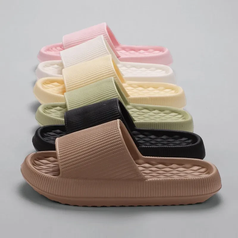 Summer EVA Slippers Solid Color Rhombus Stripe