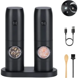 Electric Salt and Pepper Grinder Set with Charging Base