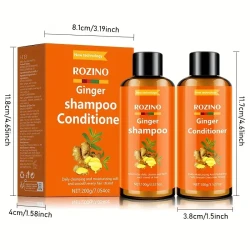 ROZINO Ginger Shampoo & Conditioner Set - Moisturizing & Deep Cleansing for Soft, Smooth Hair