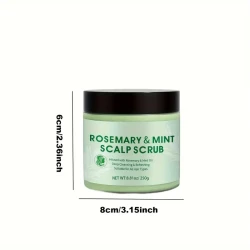 Rosemary & Peppermint Scalp Scrub - 250g Deep Cleansing Shampoo with Massager for All Hair Types