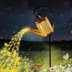 Solar-Powered LED Kettle Light - Metal Garden Lantern for Outdoor Patios, Lawns & Pathways