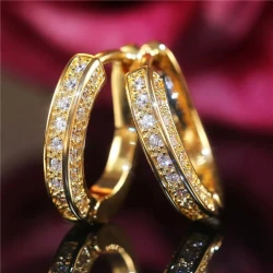 Fashion New Earrings Three-sided Full Diamond