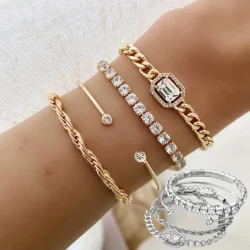 Fashion Jewelry 4 Pcs Crystal Bracelet Set Bohemian Design