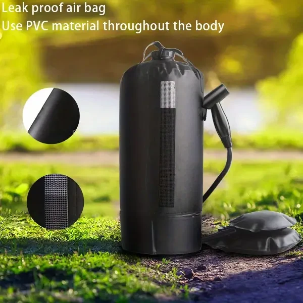 4 Gallon Portable Shower Bag - Solar Heated, Waterproof with Nozzle & Foot Pump