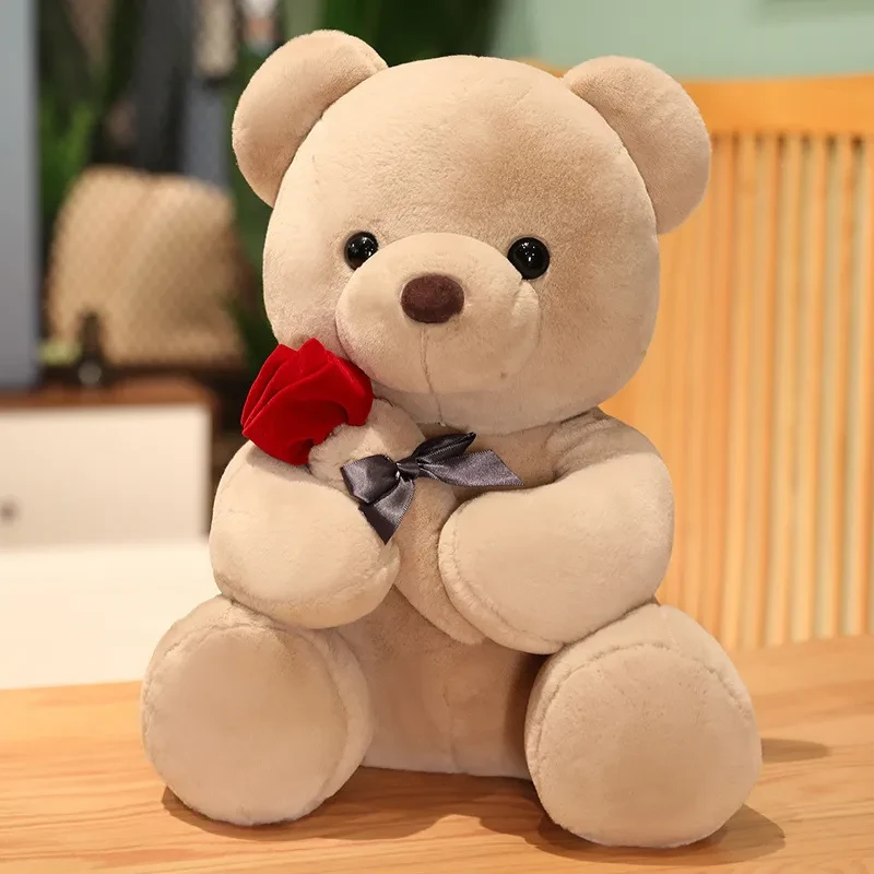 Lovely Hug Roses Teddy Bear Plush Pillow