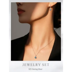 Women's Light Luxury Sea Blue Artificial Diamond Earrings Necklace