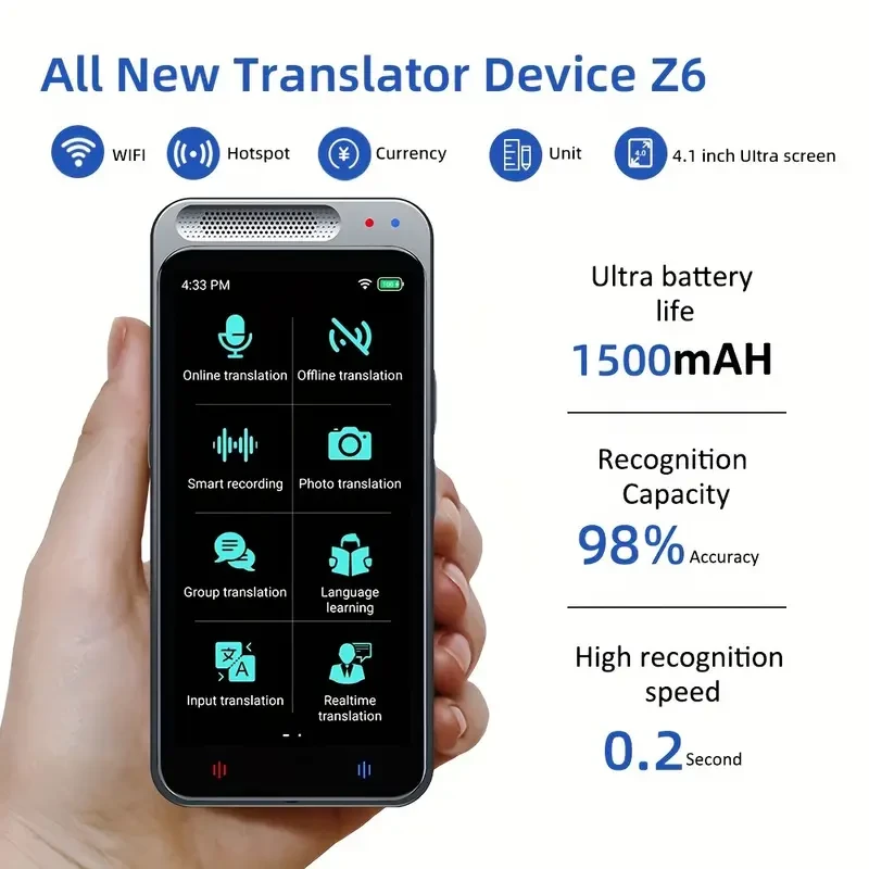 Instant Language Translator Device - No WiFi Needed, 5-Way Portable Translator