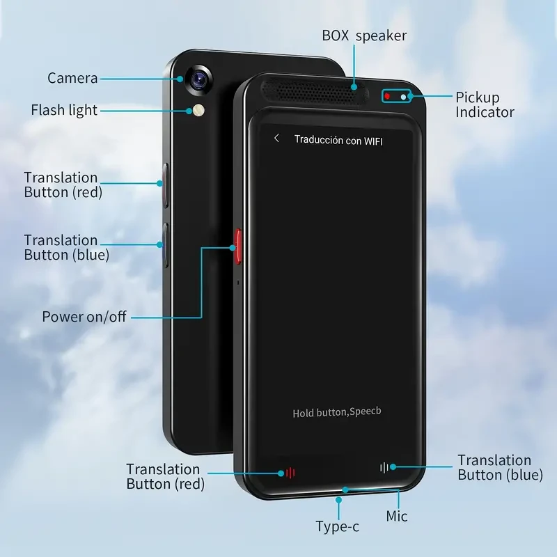 Instant Language Translator Device - No WiFi Needed, 5-Way Portable Translator