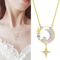 Sterling Silver Star Moon Necklace