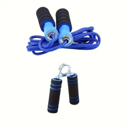 Blue Smooth Belly Wheel Push-up Stand and Jump Rope Set