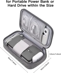 Tech Organizer Travel Case for Charger & Cords, Cables, Portable Hard Drive, Electronics Accessories (Small, Dark Grey)