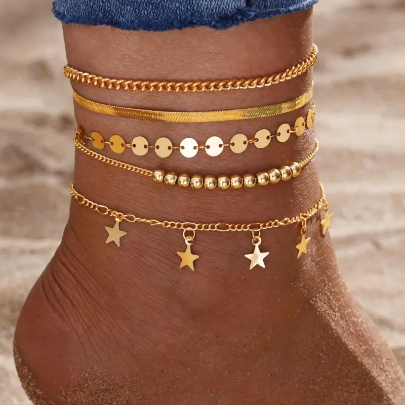 Celestial Dreams Multi-Layer Anklet Set