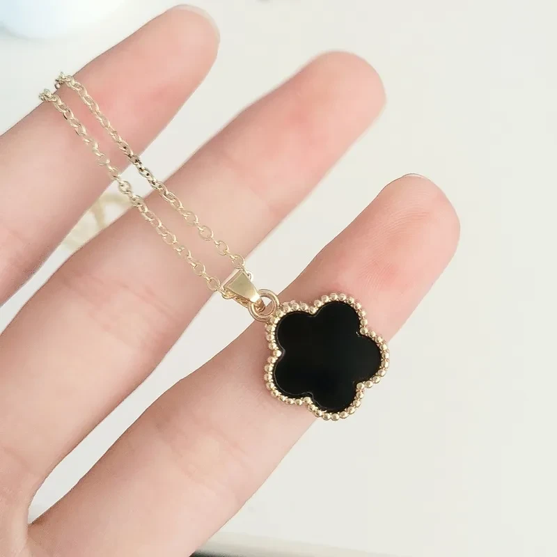 Midnight Clover Pendant Necklace