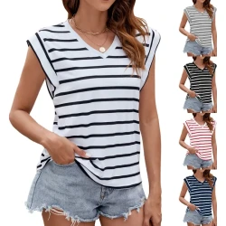 V-neck Short-sleeved T-Shirt Summer Loose Tank Top